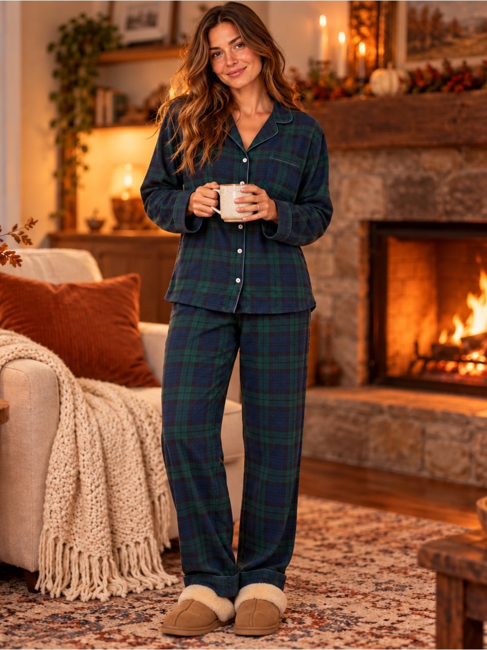 J CREW Blue Plaid Cotton Pajama set M
